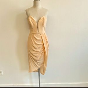 Zimmermann Silk Strapless Drape Dress Peach